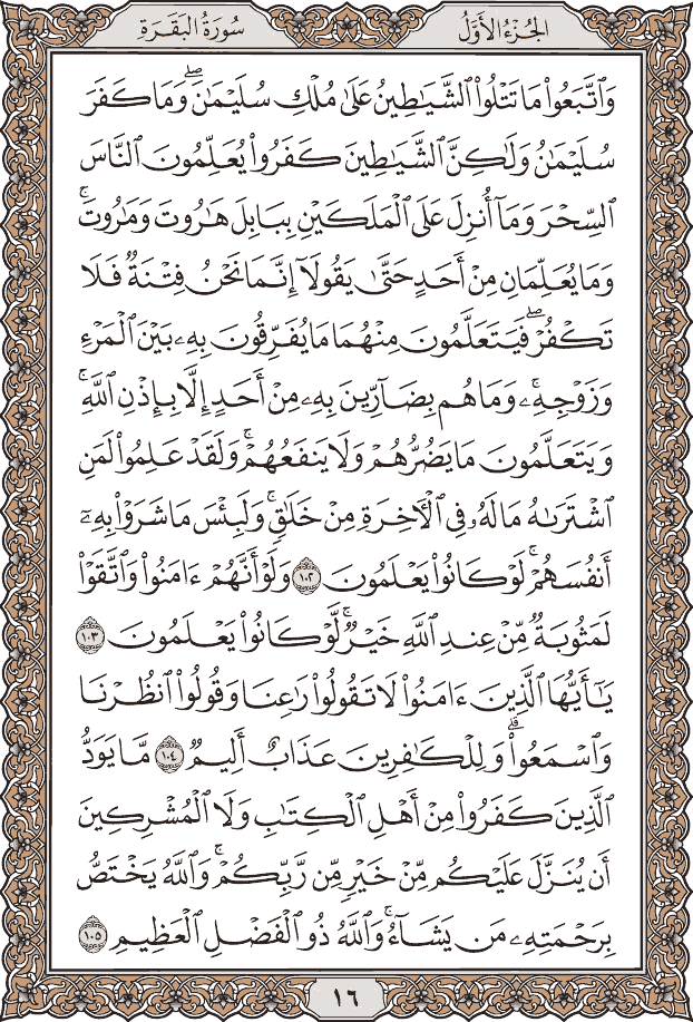 صفحة ١٦ من المصحف