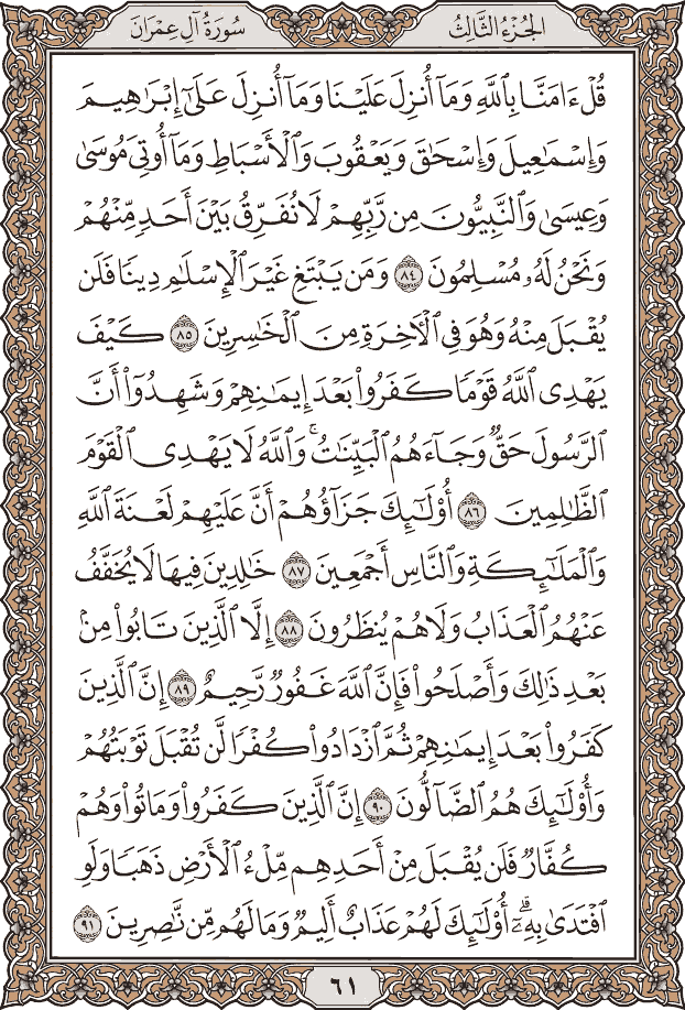 صفحة ٦١ من المصحف