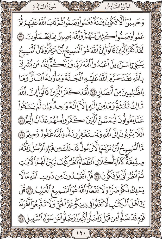 صفحة ١٢٠ من المصحف