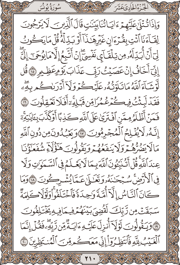 صفحة ٢١٠ من المصحف